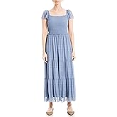 Max Studio Womens Flutter Sleeve Smocked Midi Dress