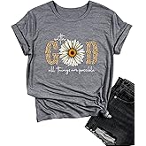 Christian Shirts for Women Faith Religious Sayings T Shirt Vintage Bible Verse Inspirational Short Sleeve Tee Tops