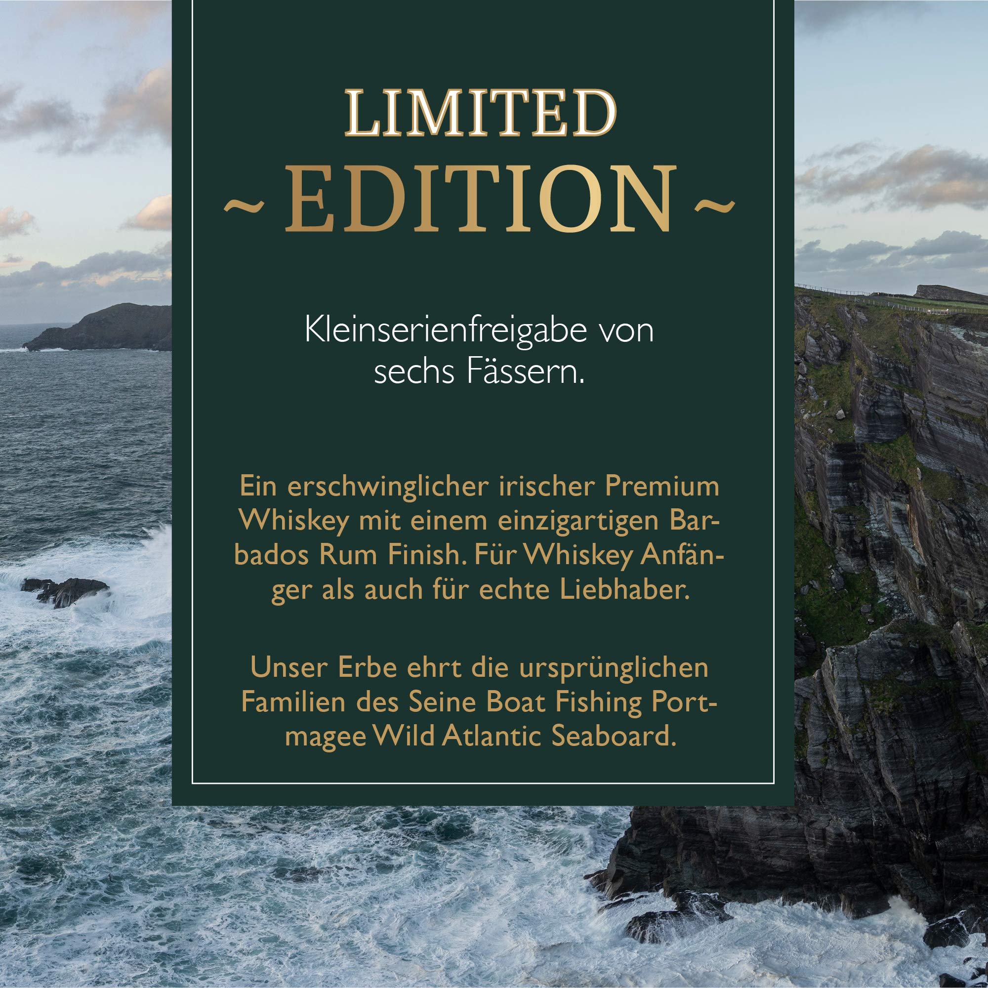 Portmagee Triple Distilled Irish Whiskey – Limitierte Serie I HOCHWERTIGER PREMIUM I Pure I Single Malt & Single Grain I 40% Alk. 6