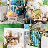 Cuteroom DIY Wooden DollHouse Kit with Furniture Corner of Garden view 3