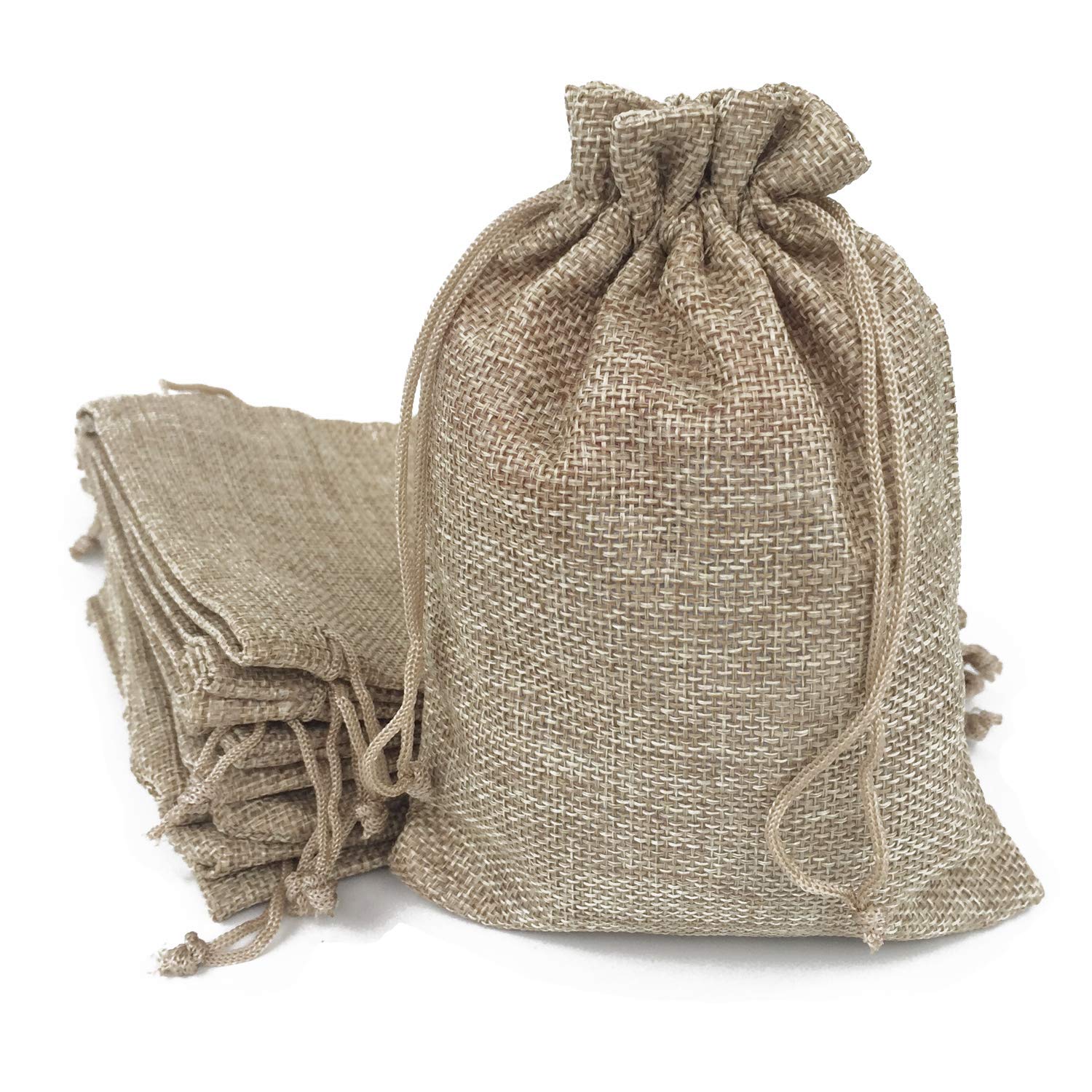 50PCS Burlap Favor Gift Bags with Drawstring and Cotton