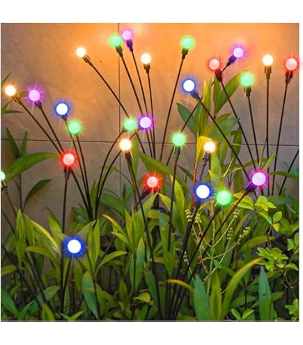 Lights4fun Set of 4 Solar Powered LED Wavy Bubble Garden Pathway Decorative Stake Lights Outdoor IP44 Rated