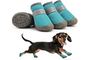 Petanims Small Dog Shoes, Breathable Puppy Boots & Paw Protectors for Winter Snow, Summer Hot Pavement, Dog Booties with Anti-Slip Rubber Soles for Hardwood Floors Lake Blue Size 4