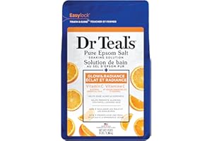 Dr Teal’s Salt Soak with Pure Epsom Salt, Glow & Radiance with Vitamin C & Citrus Essential Oils, 3 lbs (Packaging May Vary)