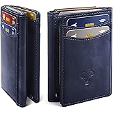BULLIANT Men Wallet, Slim Front Pocket Leather Wallet Magnetic Closure for Gift Men 12Cards 4.3"*3.4" RFID Blocking