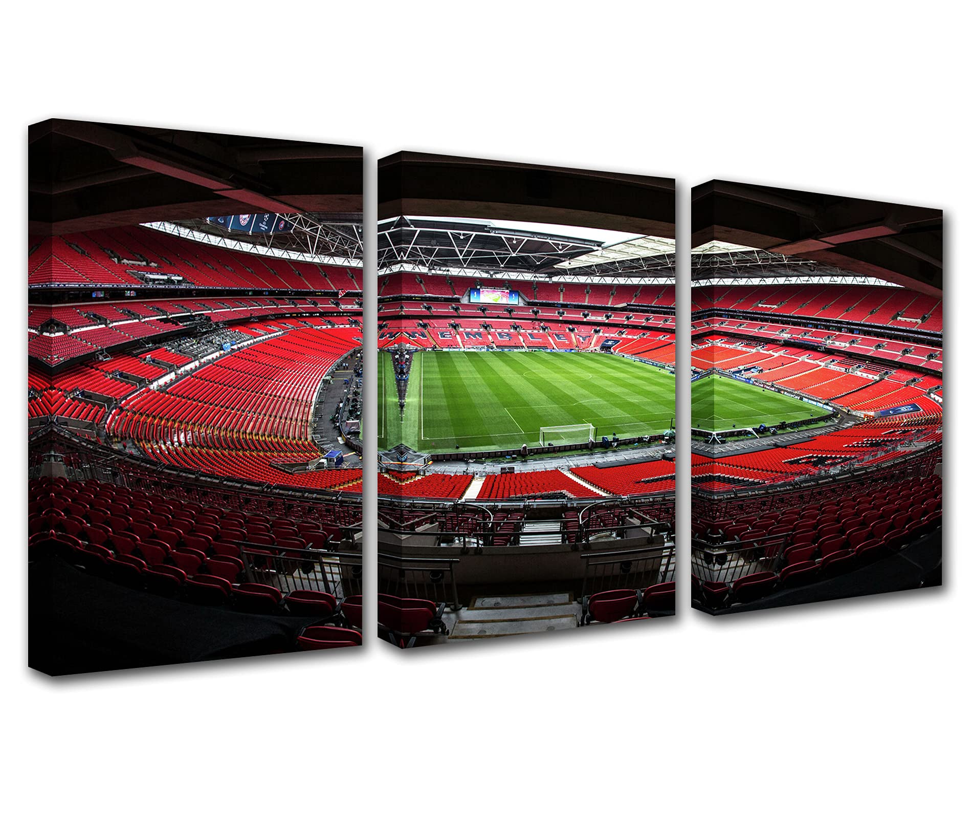 The Famous Empire Stadium, Wembley Stadium Painting Wall Art 3 Pieces Canvas Art Wall Decoration Contemporary Art Home Decoration Framed Gallery Parcel Stretching Ready to Hang Posters 42×20Inch