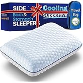 Cooling Gel Memory Foam Pillows for Sleeping, Bamboo Rayon Bed Pillow for Back Side Sleeper,Medium Firm Contoured Support, Neck Shoulder Pain Relief Washable Breathable Cover Dorm Twin XL Travel