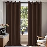 Deconovo Chocolate Eyelet Blackout Curtains 2 Panels W55 x L96 Ready Made