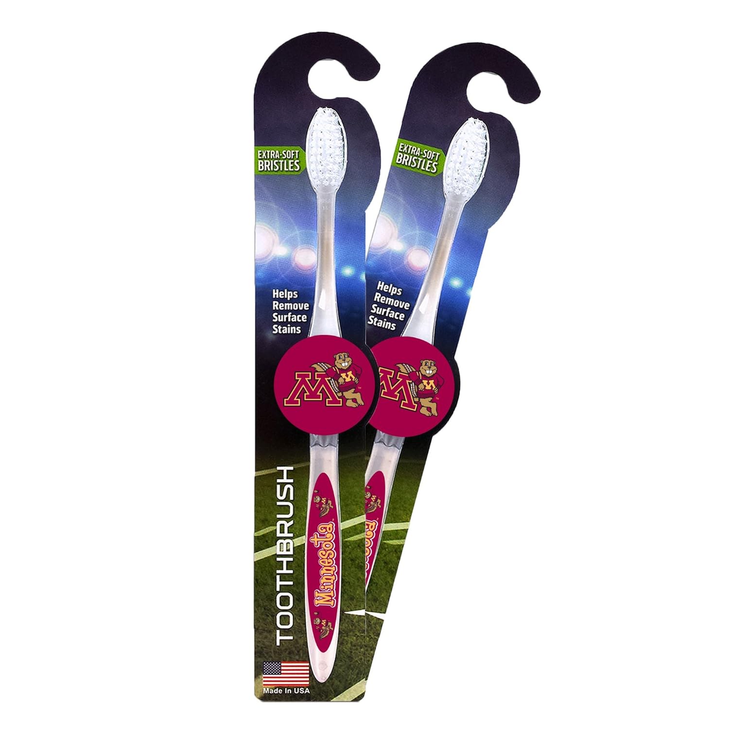 Worthy Promotional NCAA Ohio State Buckeyes Toothbrush 2 pack. Sturdy Design Soft Bristles