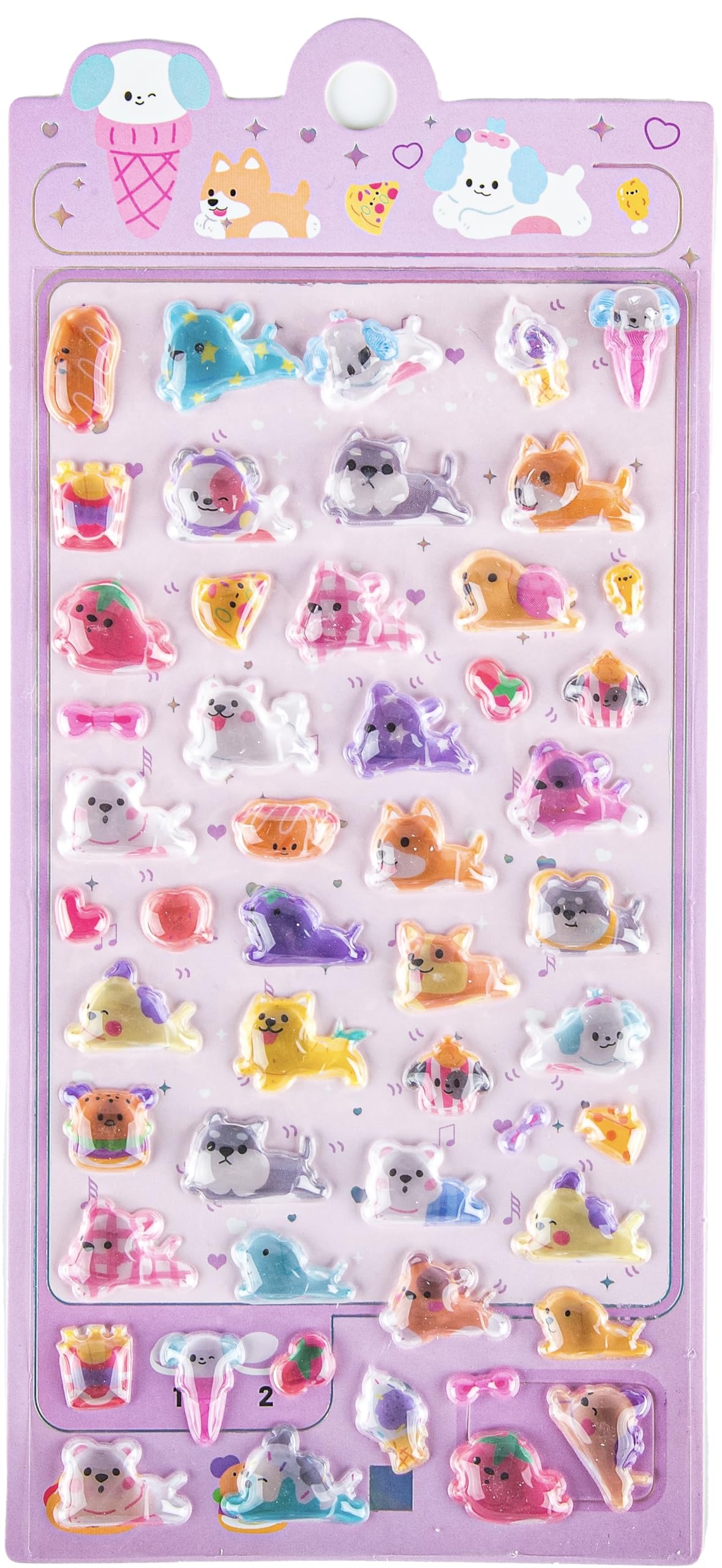 NestlyMoly シール ぷっくり 立体シール 3Dシール ステッカー かわいい キラキラ おしゃれ 女の子 男の子 ごほうび 贈り物 DIY用 デコシール 手帳用 日記帳用 貼り付け可能 1枚入り