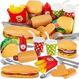 BUYGER Pretend Play Food Set for Kids Take Apart Hamburger Burgers with Tray view 1
