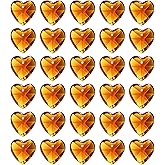 PATIKIL K9 Crystal Heart Beads 1 Holes Pendants, 30 Pack 14mm Chandelier Prisms Parts Ornaments Hanging Beads for DIY Arts Crafts Decoration, Amber