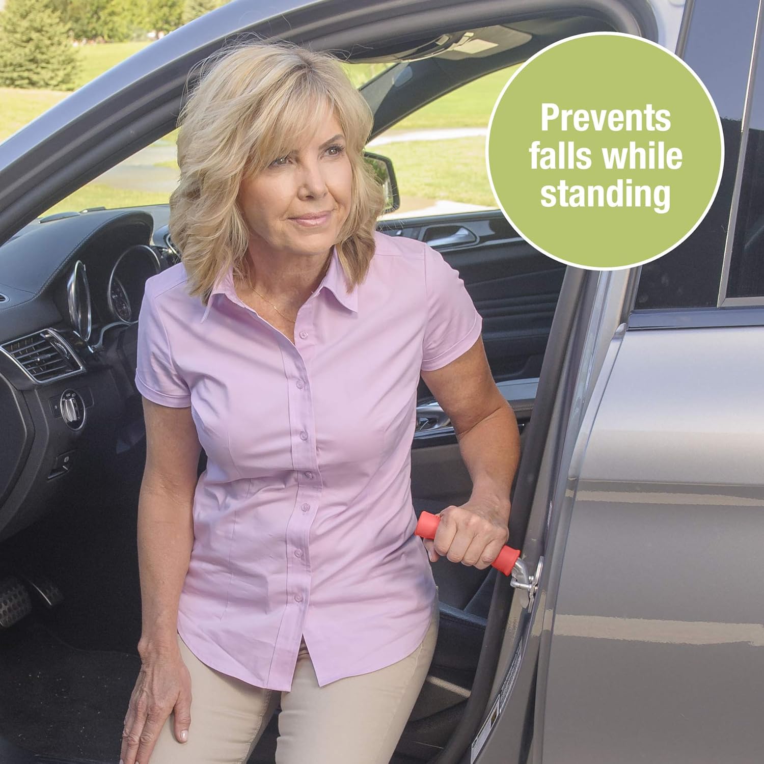 Able Life Auto Cane, Portable Vehicle Support Handle, Standing Mobility Aid, Car Assist Cane Grab Bar, Red: Health & Personal Care