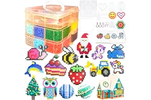 AJAZPER Fuse Beads Kit for Kids - 11000 Fuse Beads, 20 Colors 5mm Beads Craft Kits with Storage Box, Pegboards, and Accessories, Arts and Crafts Set for Girls & Boys, DIY Creative Birthday Christmas Gifts