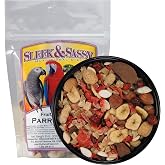 SLEEK &amp; SASSY Fruit, Veggie, Nut Parrot Treat Perfect for Large Conures, Amazons, African Greys, Cockatoos, Pionus-Parrots &amp; Macaws (8 oz.)