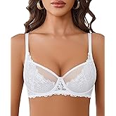 Avidlove Women Lace Bra Underwire Sexy Bralettes Unlined Mesh Full Coverage Lingerie Everyday Bras