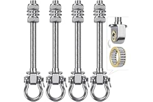 BeneLabel Heavy Duty Swing Hangers with Bearings - Set of 4 Stainless Steel 304 Hardware for Wood & Metal Beams - Ideal for Hanging Hammocks, Yoga Swings, Porch Swing - 1500LB Capacity - 7" x M2/5"