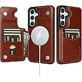 SkyEagle Compatible with Magsafe for Samsung Galaxy A16 Wallet Case with Card Holder,Women Men Phone Case PU Leather Kickstand Flip Protective Cover Credit Card Slots,for Galaxy A16 6.7",Brown