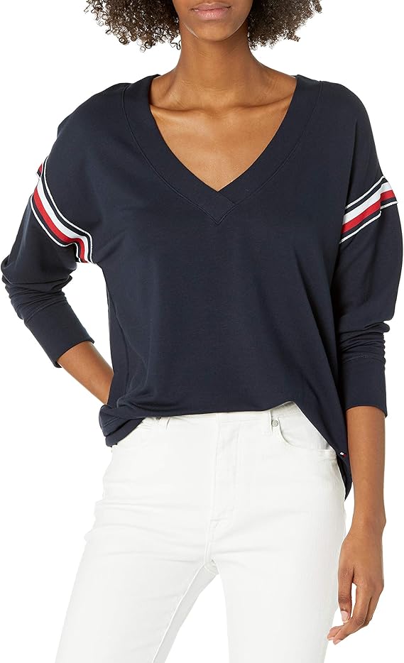 Tommy Hilfiger Women's Lace Up Top with Global Hem at Amazon Women’s