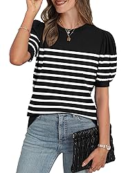 WIHOLL Womens Summer Tops Crewneck Short Sleeve