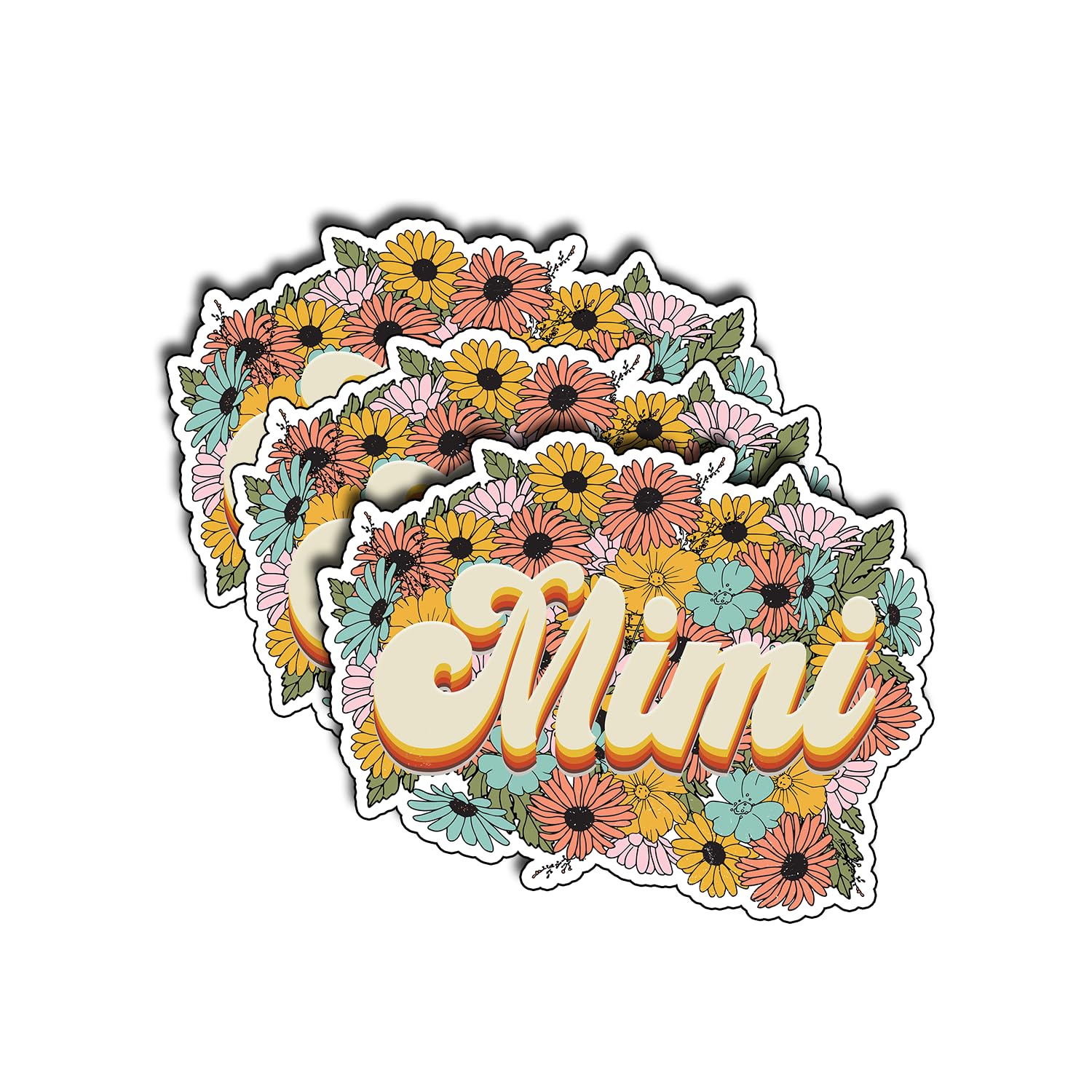 Photo 1 of (3Pcs) Mimi Floral Sticker Gifts Funny Mother Day, Pretty Mom Mama Decal, Celebrate Your Mom Gigi Love, Gifts for Grandma Decoration Book Laptop Phone Waterproof Vinyl Water Bottle Gifts 3x2.5 Inch