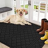 REFETONE Indoor Doormat, Front Back Door Mat 32"x48" Absorbent Rubber Backing Non Slip Door Mats, Low-Profile Resist Dirt Entrance Rugs, Machine Washable Door Rug Inside Floor Mat for Entryway, Black