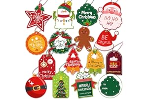 BLESSEDSEASON Christmas Gift Tags 60 Count with Untied Strings, Christmas Labels for Present, Paper Gift Tags, Christmas Name Tags, 15 Personalized Printed Designs for DIY Xmas Holiday Present Wrap Decoration