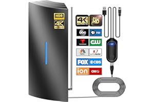 LALEI 950+ Miles Range Enhanced TV Antenna, Antenna for Smart TV with Amplifier, Digital TV Antenna Indoor Supports 8K, 4K, 1080P, Equipped with 17-inch Adjustable Extendable Dipoles - 36ft Coax Cable