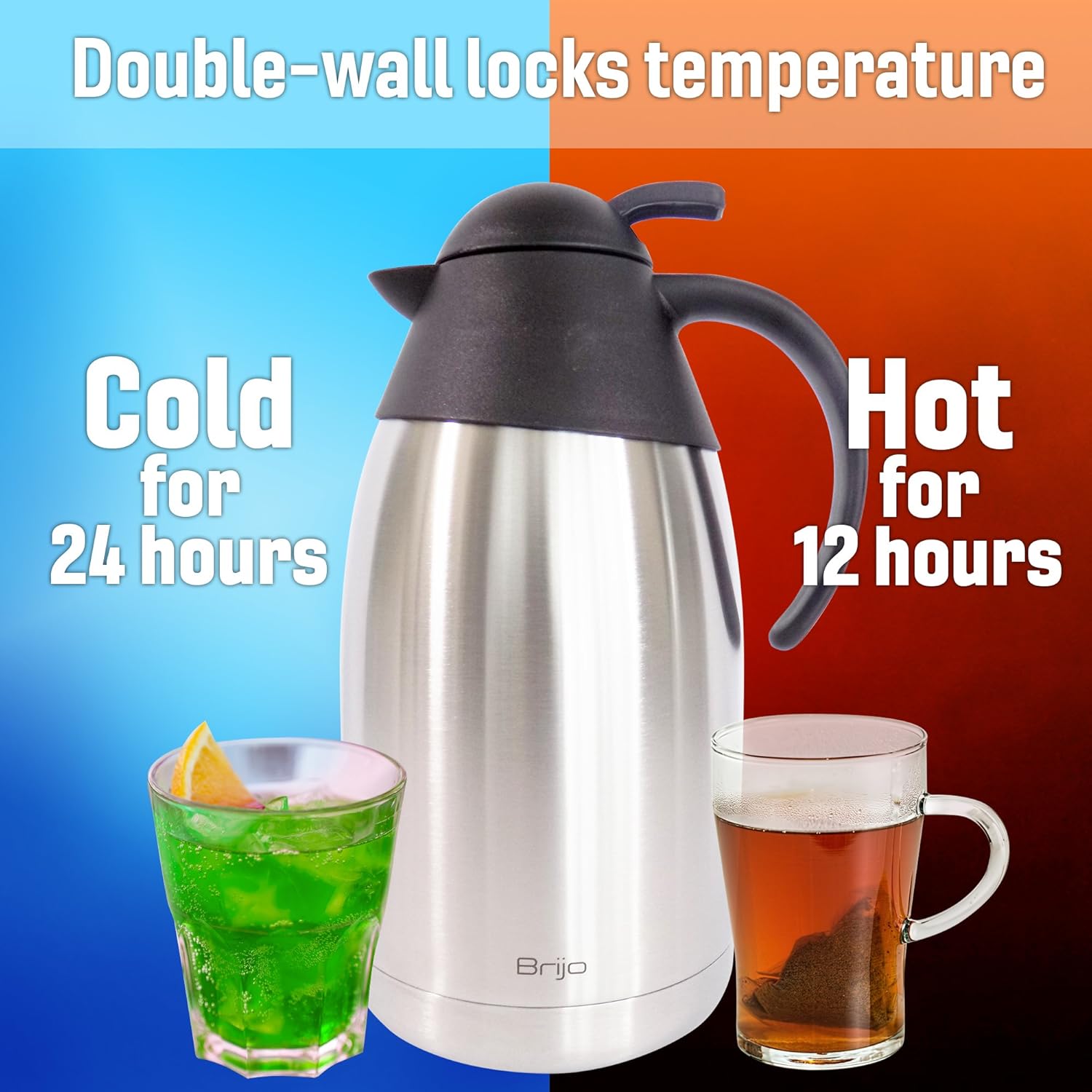 Coffee Carafe Thermal Insulated Large 12 Cup 68 Ounce 2 Liter Capacity