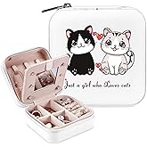 BJDAMAI Cat Jewelry Box, Gifts For Women Teens Girls Age 8-12, Cat Lovers Stuff Items Accessories Things Merchandise Decor Merch, Travel Ring Earrings Necklace Organizer Holder!