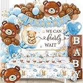 We Can Bearly Wait Baby Shower Decorations - Baby Boxes with Letters,Boho Balloons,We Can Bearly Wait Backdrop,Tablecloth for