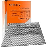 SITLDY 16 Gauge Angled Finish Nails, 20-Degree, 900-Pack (1-1/4", 2", 2-1/2", 300 Per Sizes), Galvanized Assorted Size Project Pack
