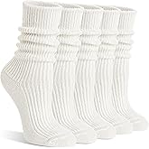 Women Merino Wool Slouch Boot Socks Warm Winter Thermal Slouchy Scrunch Cozy Knit Comfy Work Socks for 5 Pairs