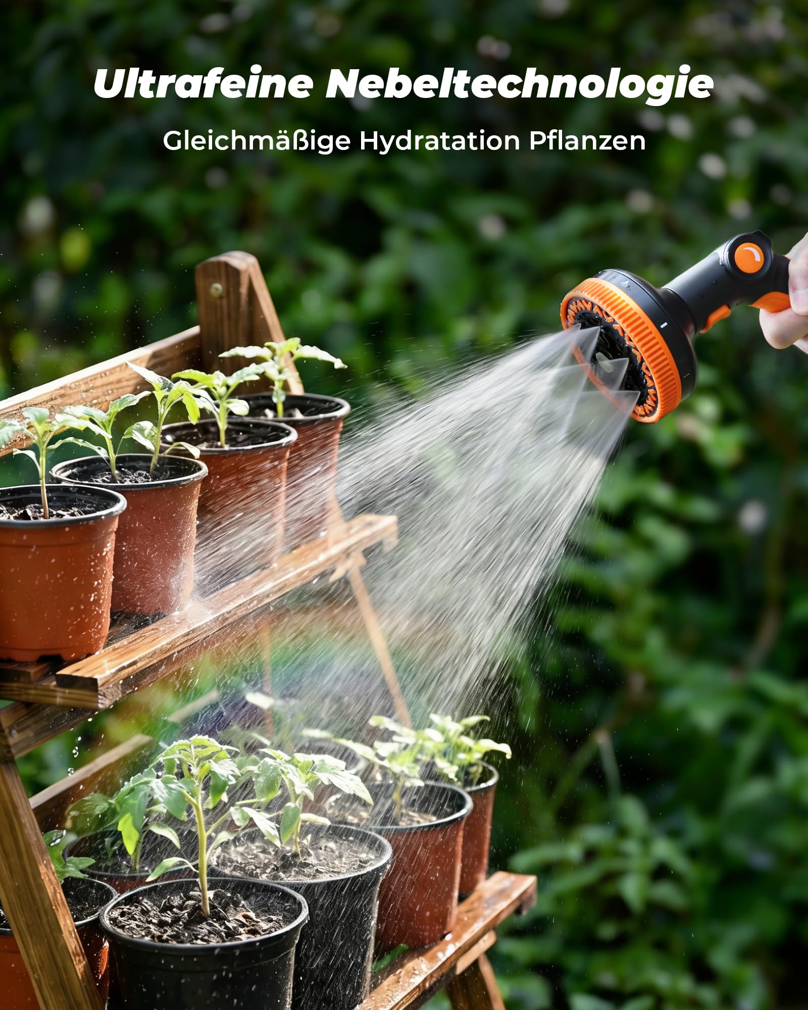 RAINPOINT Gartenbrause, Hochdruck Gartenschlauch Spritze mit 8 Bewässerungsmuster, Daumensteuerung, Schlauchdüse für Pflanzen Bewässerung, Rasenflächen, Autowaschen, Haustierdusche 6