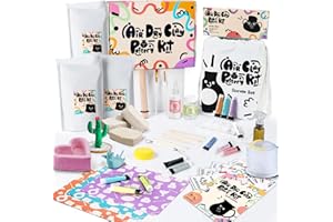 FosterToys™ Air Dry Clay Pottery Kit for Beginners | DIY Clay Kit for Adults, Sculpting Tools Set & Step-by-Step Guide, 12 Paints, Paintbrush,Varnish, Sponge, Kids Teen Christmas Birthday Holiday Gift