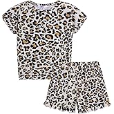 Arshiner Girls 2-Piece Tie Dye Pajamas Set Trendy Lounge Set Kids Sleepwear