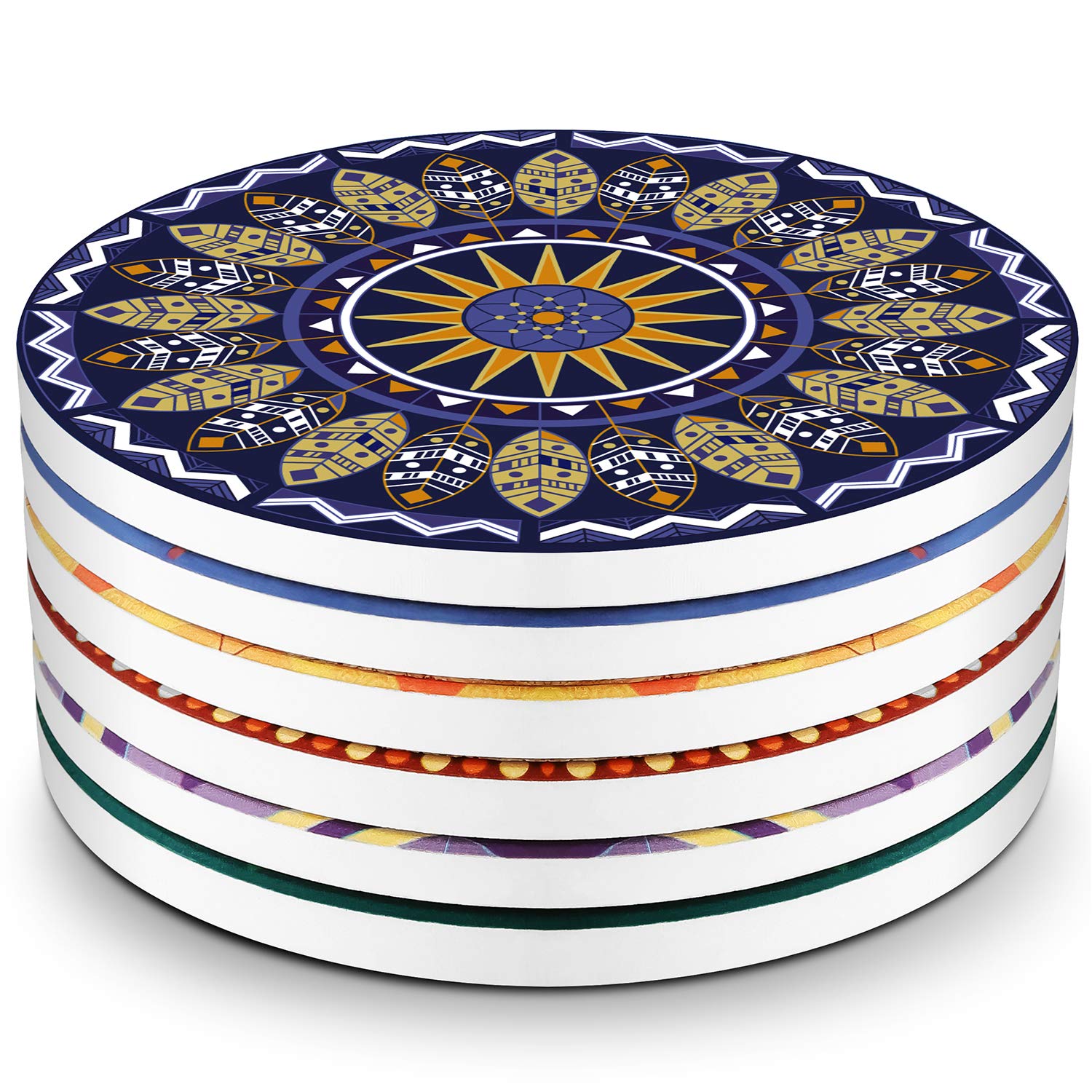 LIFVER Drink Coasters, Mandala and Dream Catcher Style Absorbent Coaster Sets, Avoid Furniture Being Scratched and Soiled, Suitable for Kinds of Cups, 4 Inches, Set of 6