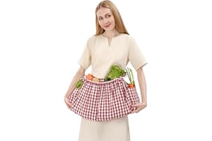C-ZOFEK Linen Gardening Apron with Pockets for Women Men Farm Orchard Garden (Muiticolor)