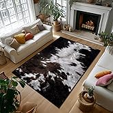 Cowhide Area Rug 5x7,Cow Print Area Carpets for Bedroom, Living Room Carpet Western Rug Rustic Ultra-Thin Washable Throw Floor Rugs Indoor Non Slip Accent Floor Mats for Dining Room,Laundry