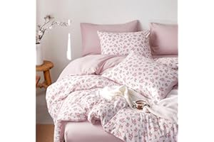 Wake In Cloud - Floral Comforter Set, Coquette Cottagecore Aesthetic Flower Shabby Chic Pattern for Women Teen Girls, Soft Li