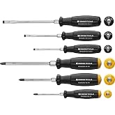 PB Swiss Tools Phillips and Slotted Screwdriver Set PB 8249.DN | 100% Swiss Made | 6-piece Screwdriver Set with going-through Blade for Effective Transfer of Energy - Bulls Eye Effect