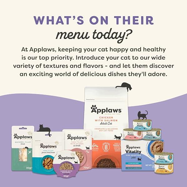 APPLAWS VITALITY WET CAT FOOD PATÉ, NATURAL CAT FOOD WITH ADDED VITAMINS & MINERALS, GRAIN-FREE, CARRAGEENAN FREE, VARIETY SELECTION (24 COUNT, 2.47 OZ CANS)
