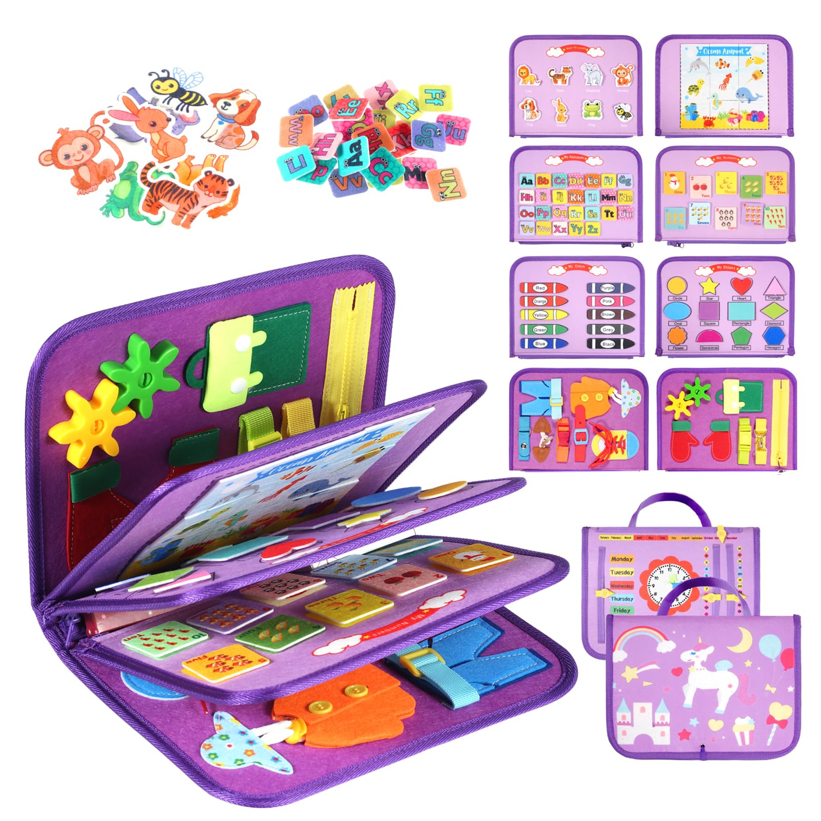 VISATOR Busy Board Montessori Toys For 3 4 5 6 7 8 Year Old Girls Boys Sensory Toys For Toddlers Preschool Educational Learning Toys Activity Board For Fine Motor Skills Kids Gifts Airplane Car Toys — image 1