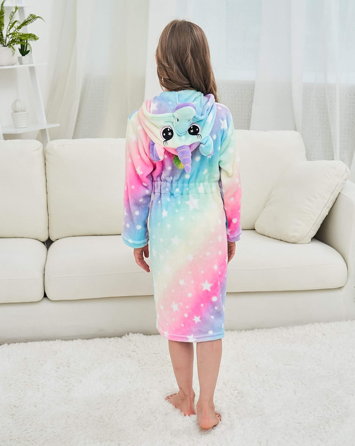 Doctor Unicorn Soft Unicorn Hooded Galaxy Bathrobe - Unicorn Gifts for Girls: Clothing