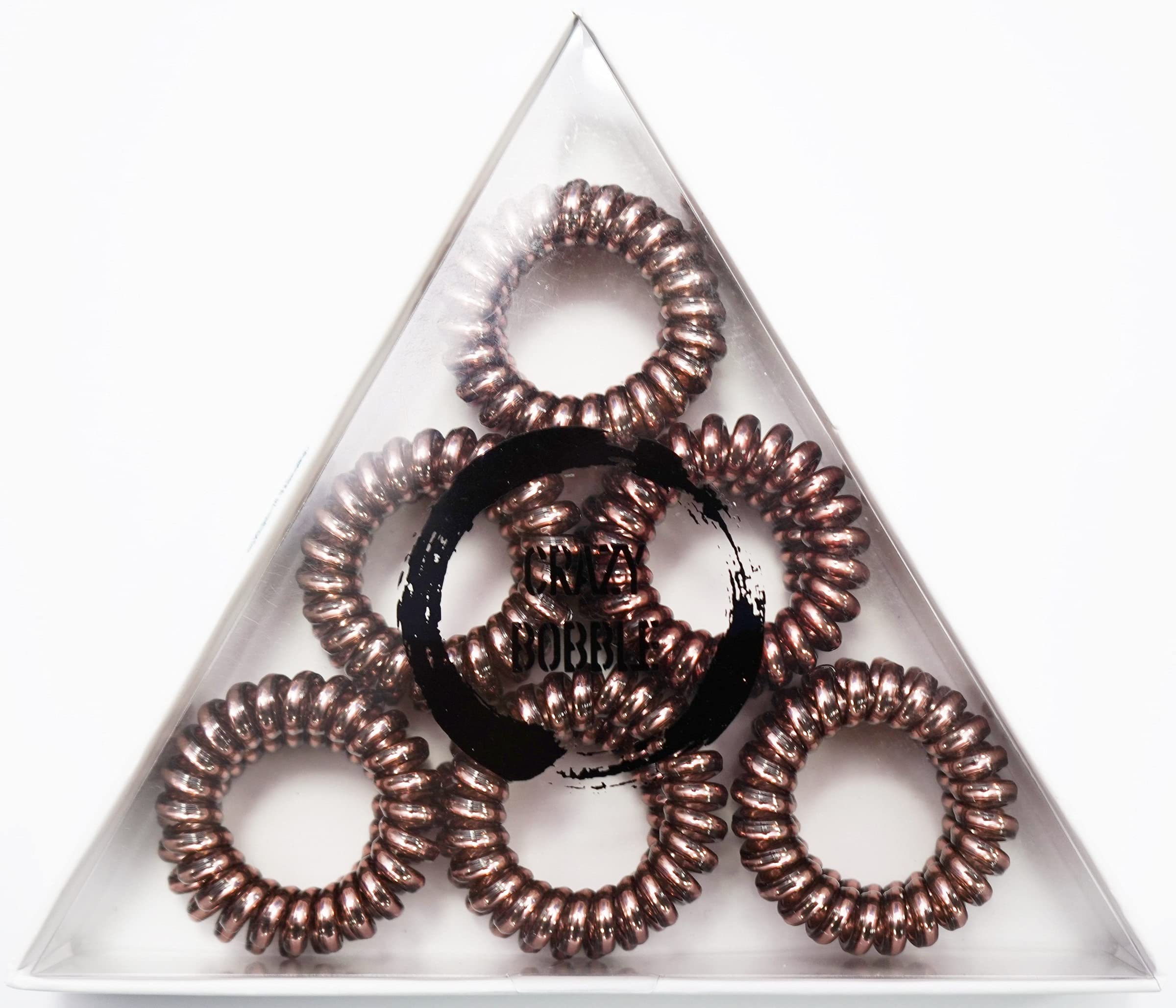 12 Pcs Crazy Bobble® Premium Spiral Hair Ties, Telephone Wire, Ponytail Holders, Coil Hair Bands (Metallic Brown)