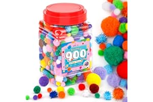 MORFEN 900 Pcs Multicolor Pom Poms, Pom Poms for Crafts, Soft and Fluffy Craft Pompoms, Assorted Sizes and Colors Pompom Balls, for DIY Arts, Home Decorations Crafts Supplies