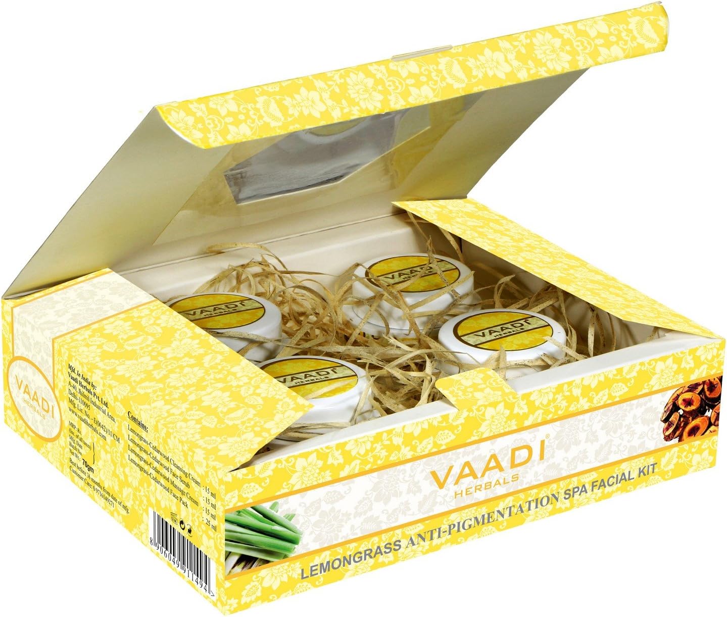 Vaadi Herbals Organic Facial Kit - Lemongrass Anti Pigmentation Spa Facial Kit with Cedarwood Extract 70g - Image 4