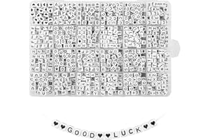 Quefe 1440pcs Acrylic Letter Beads White Cube Sorted Alphabet Beads for Jewelry Making, Bracelets, Necklaces, Key Chains (6 x 6mm)
