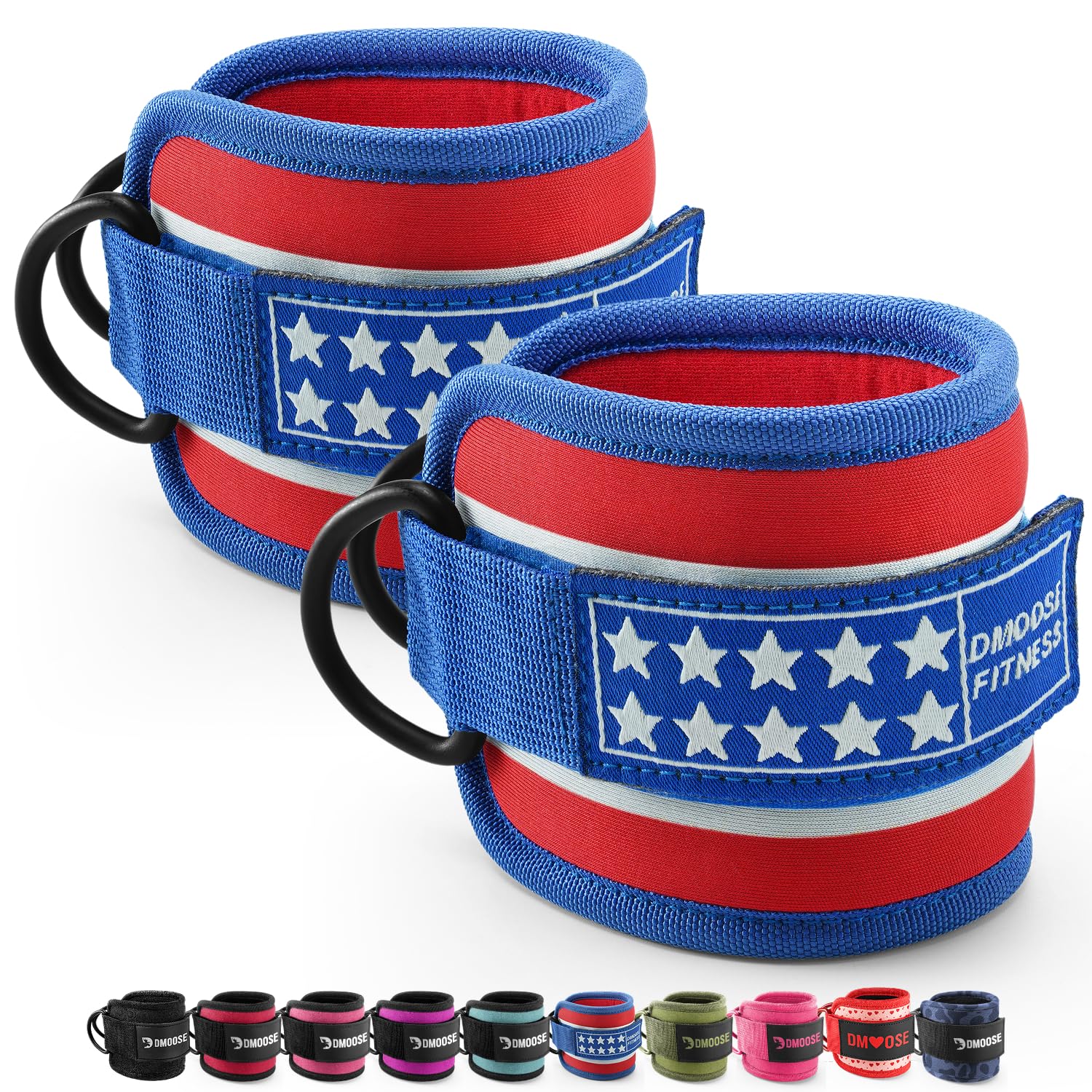 DMoose Fitness Ankle Straps for Cable Machines - One Size Fit with Premium Padding, Glute Kickback Ankle Strap for Women & Men, Cable Attachments for Gym, Booty Workouts, Leg Extension & Hip Abductors