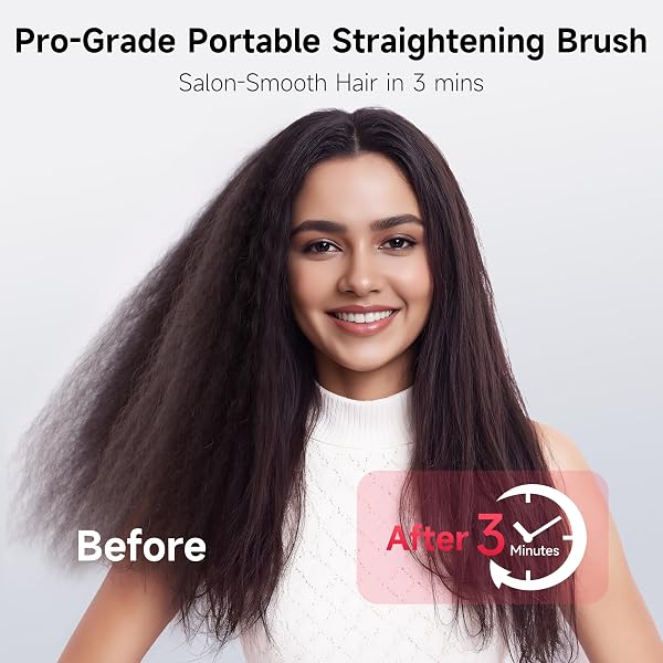 SUFU CORDLESS HAIR STRAIGHTENER BRUSH – 9000MAH BATTERY & AUTO-SHUTOFF, PORTABLE HAIR BRUSH FOR TRAVEL，500M NEGATIVE IONS, UPGRADED 4-ROW TEETH,STRAIGHTENS FASTER & SMOOTHER,GIFT FOR WOMEN